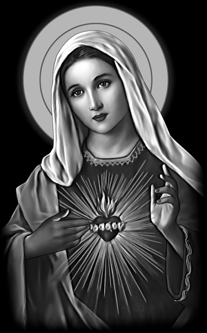 Непорочное Сердце Пресвятой Девы Марии - картинки для гравировки